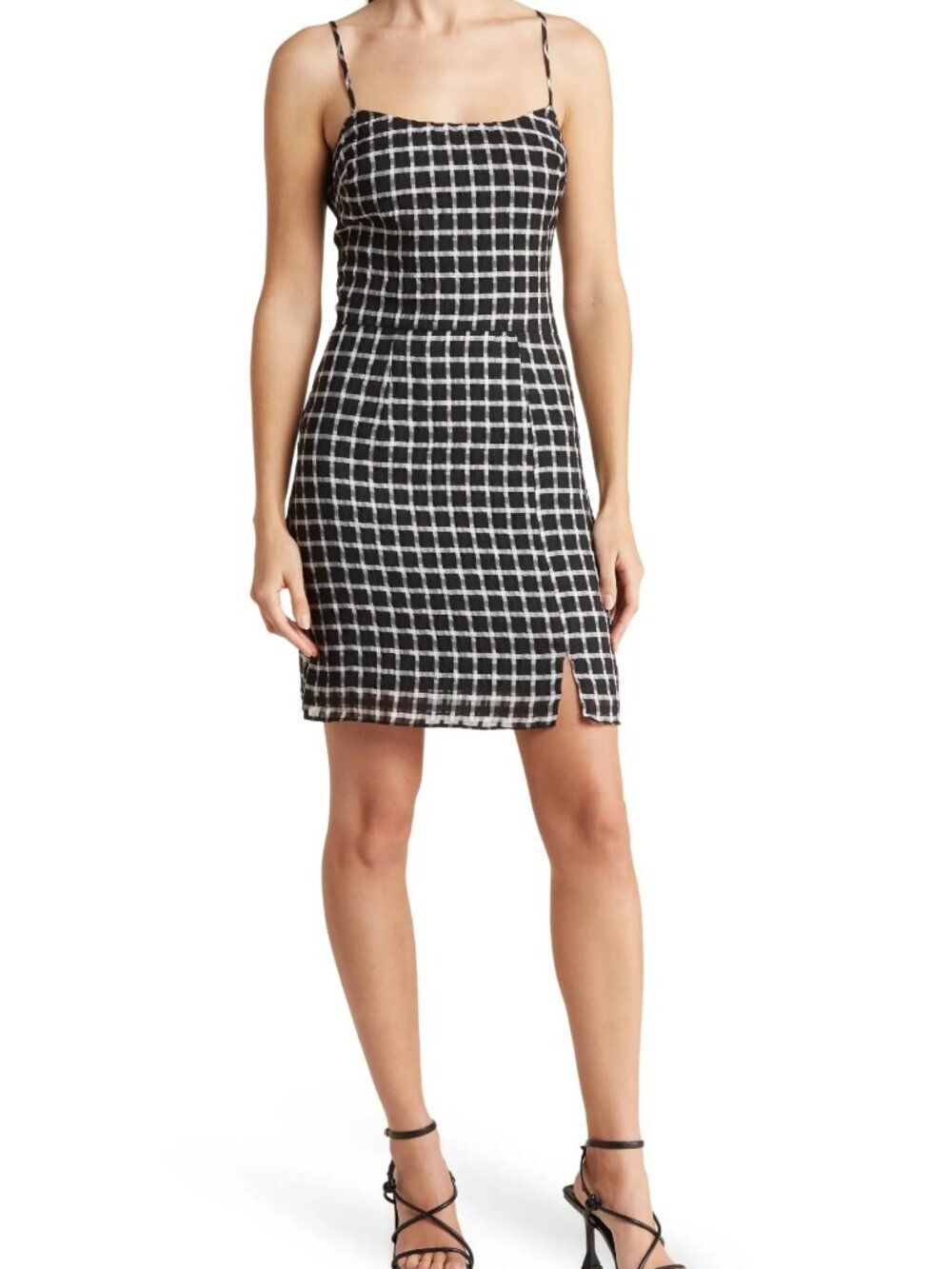 Dress the Population Kallan Grid Mini Dress Black White Size M